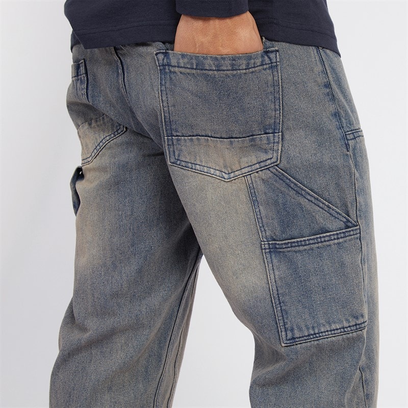 Brave Soul Mens Joiner Carpenter Loose Fit Jeans Mb Blue Wash - Image 5