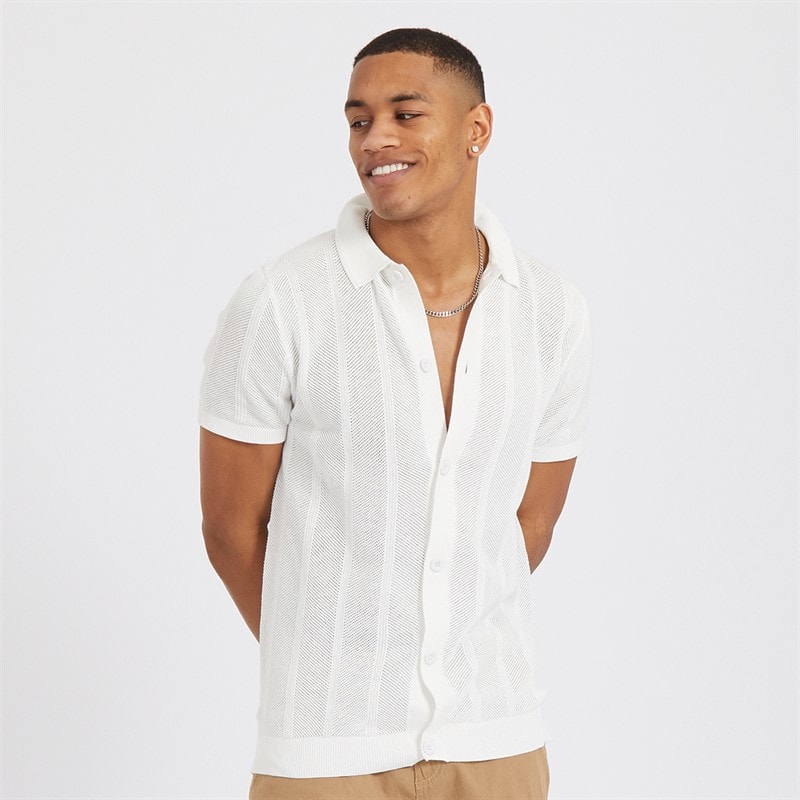 Brave Soul Mens Marco Shirt Ecru - Image 1