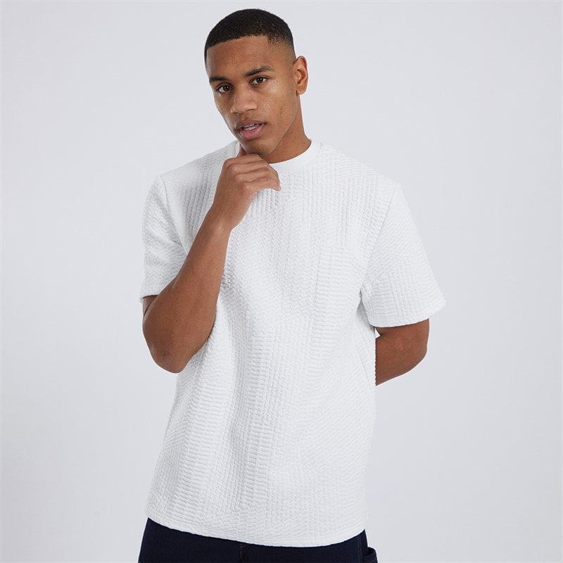 Brave Soul Mens Oversized Fit Miska T-Shirt Cream - Image 1