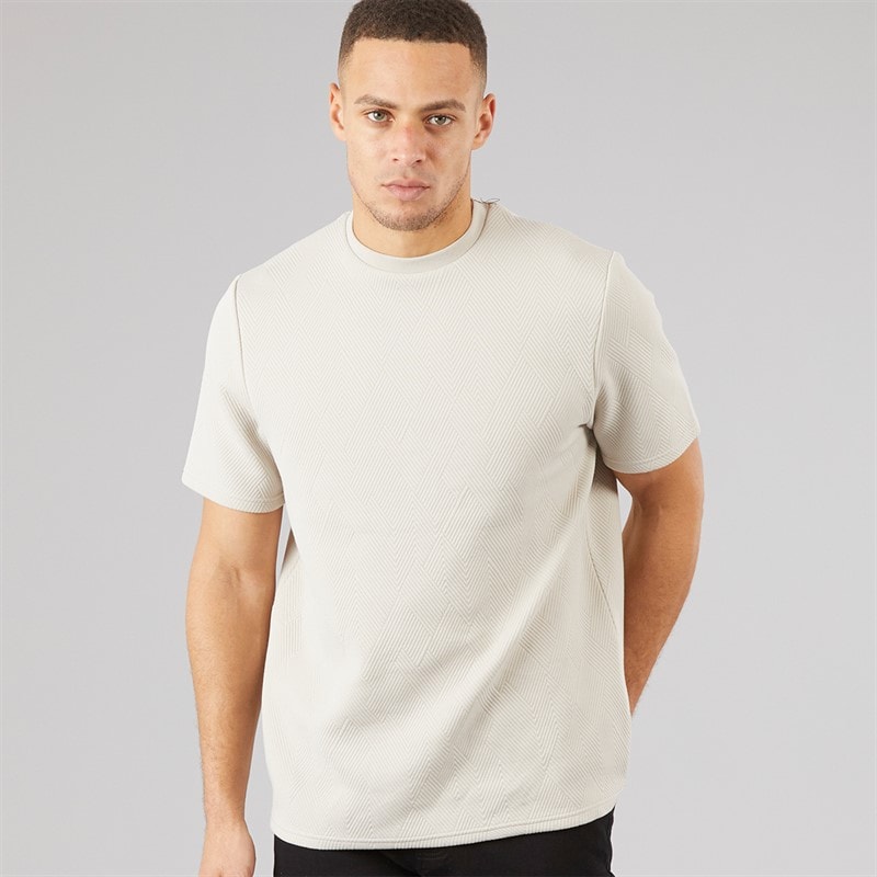 Brave Soul Mens Oversized Fit Standall T-Shirt Light Taupe