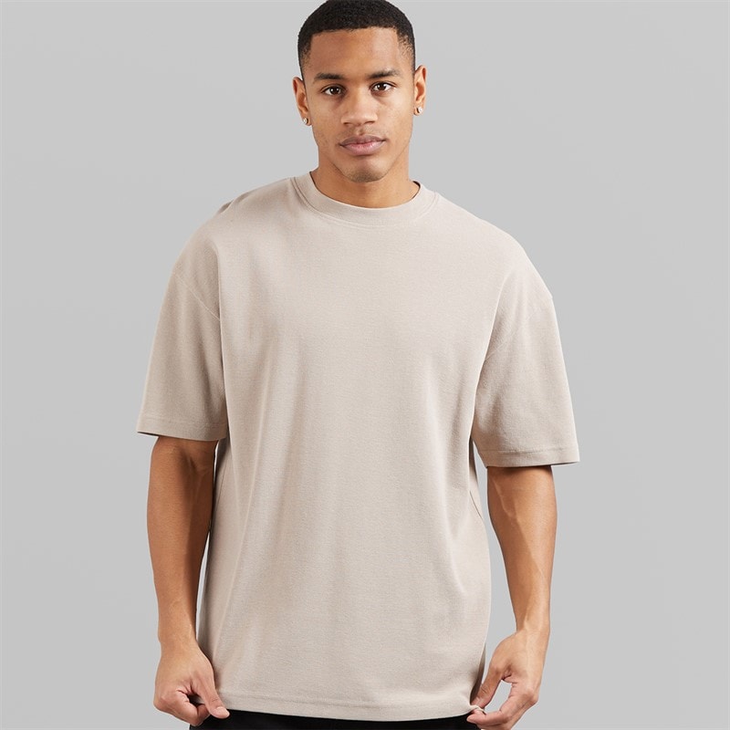 Brave Soul Mens Relaxed Fit Lao T-Shirt Light Sand