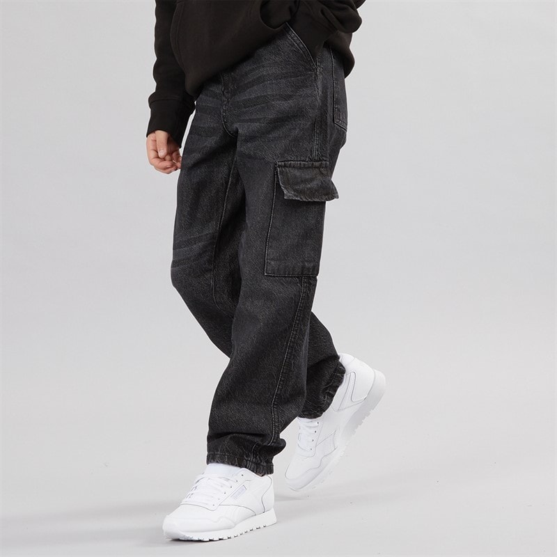 Brave Soul Boys Loose Fit Cargo Jeans Charcoal - Image 1