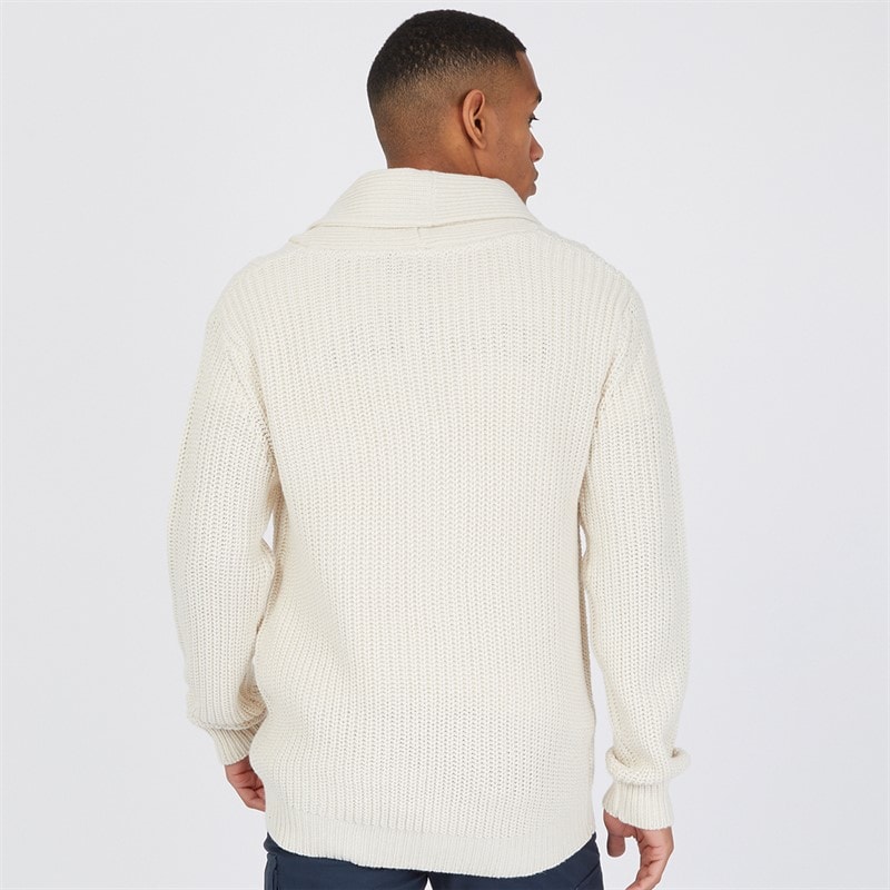 Brave Soul Mens Arkram Button Up Knitted Cardigan Oatmeal - Image 2