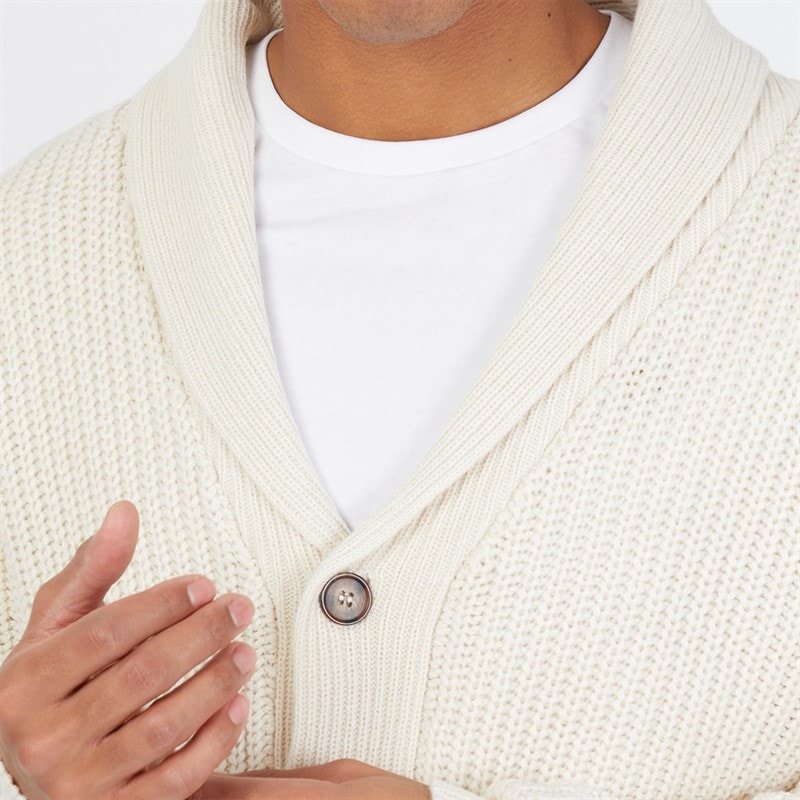 Brave Soul Mens Arkram Button Up Knitted Cardigan Oatmeal - Image 3