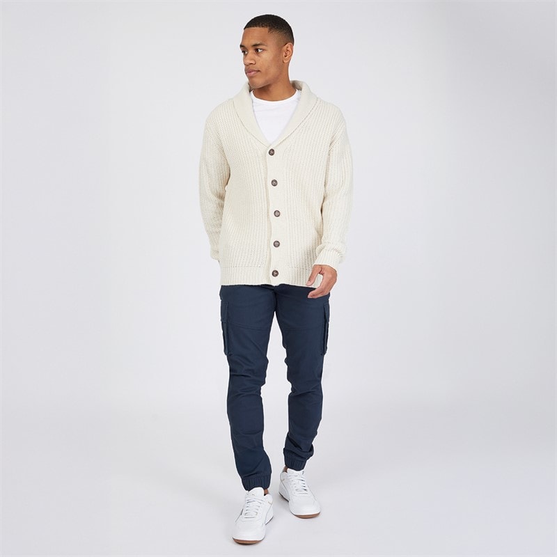 Brave Soul Mens Arkram Button Up Knitted Cardigan Oatmeal - Image 4
