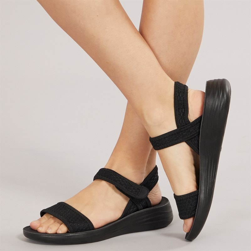 Brave Soul Womens Nova Ankle Strap Sandals Black Mono