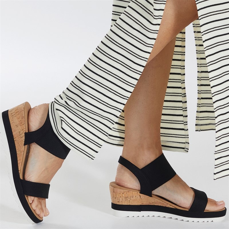 Brave Soul Womens Cher Wedge Sandals Black - Image 1