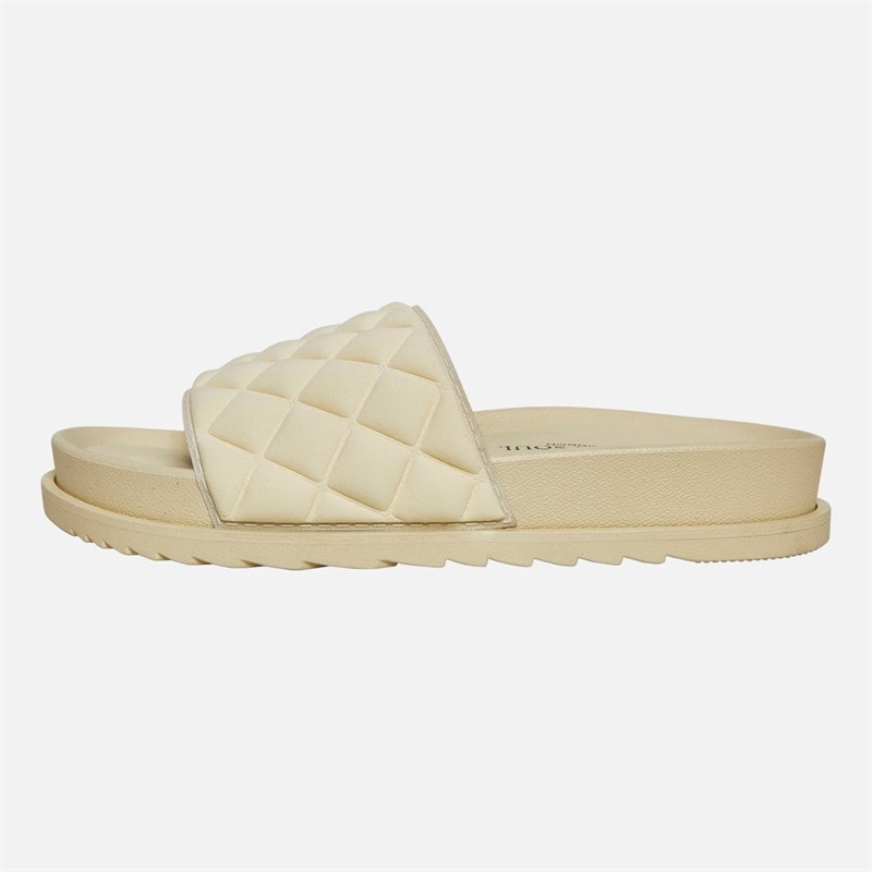 Brave Soul Womens Mae Quilted Sliders Bone - Image 3