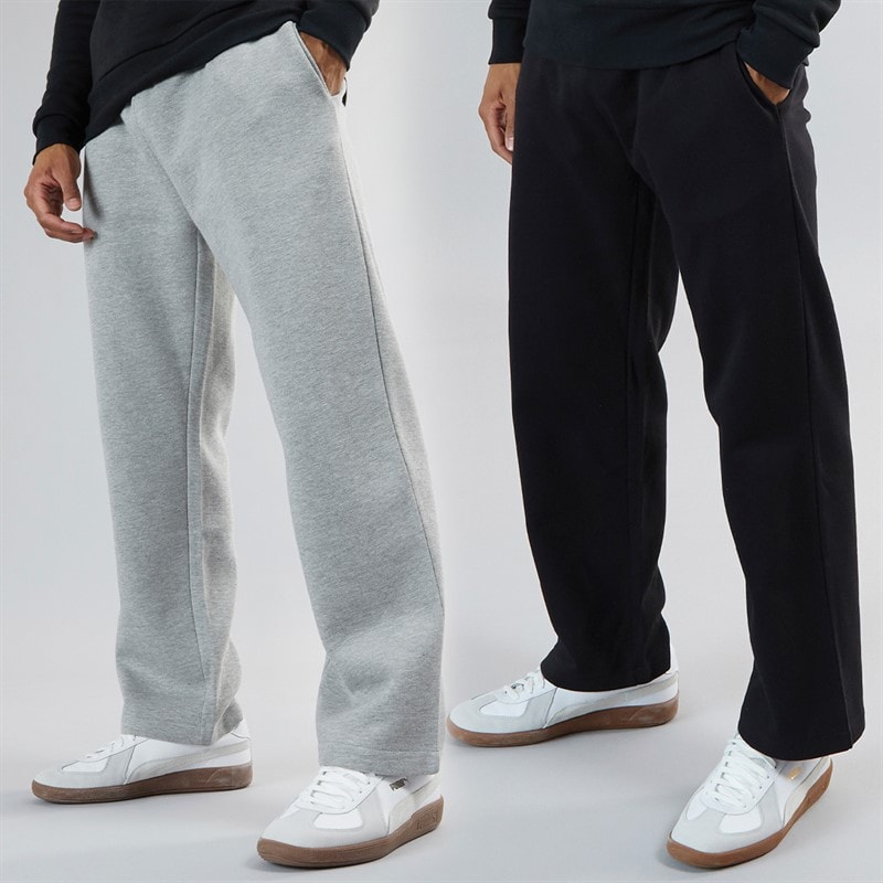 Brave Soul Mens Zeus Two Pack Open Hem Joggers Black/Grey