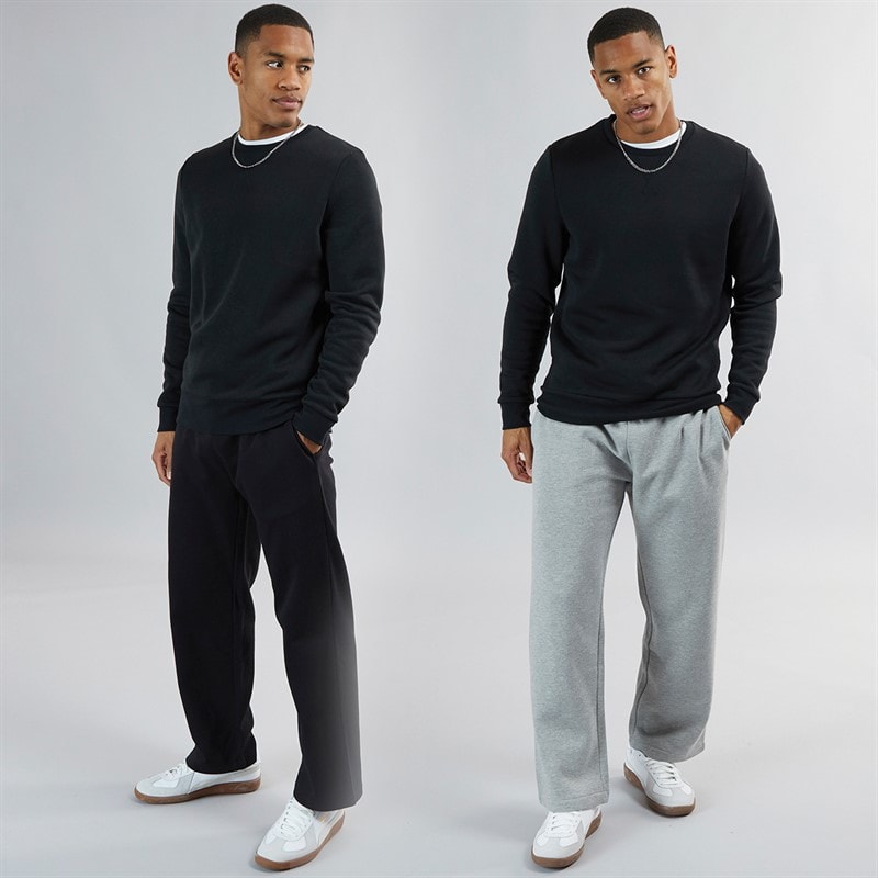Brave Soul Mens Zeus Two Pack Open Hem Joggers Black/Grey - Image 3