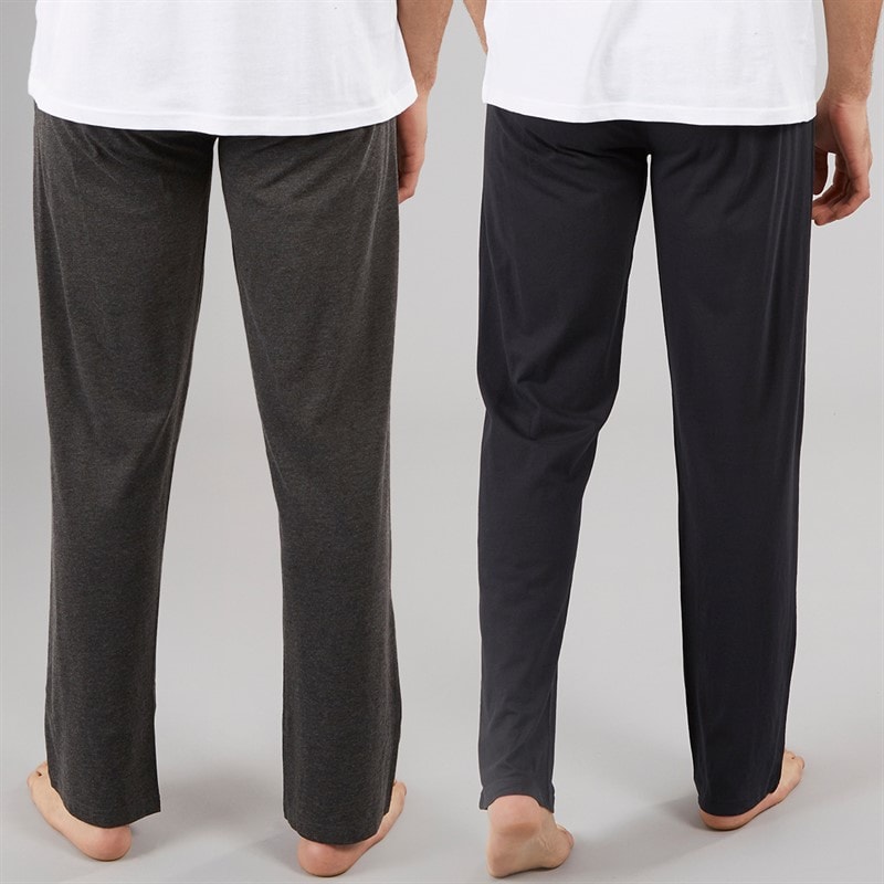 Brave Soul Mens EMB Two Pack Lounge Pants Navy/Charcoal Marl - Image 2