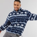 Brave Soul Mens Lykins 1/4 Zip Fleece Navy/Multi