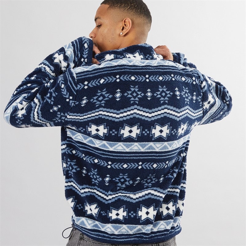Brave Soul Mens Lykins 1/4 Zip Fleece Navy/Multi - Image 2