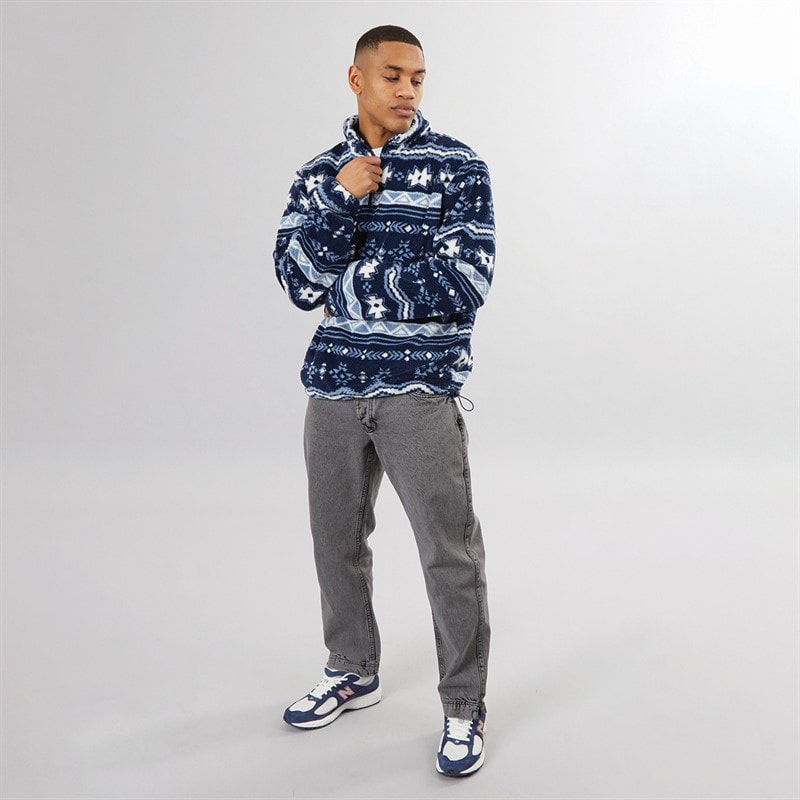 Brave Soul Mens Lykins 1/4 Zip Fleece Navy/Multi - Image 4
