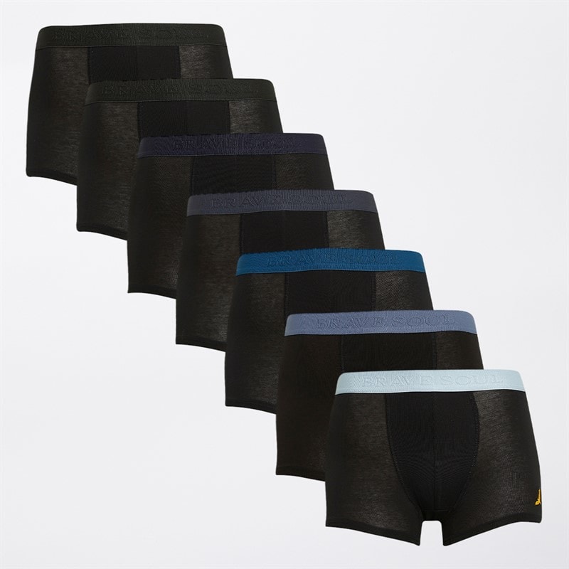 Brave Soul Boys Seven Pack Boxers Black Multi - Image 1