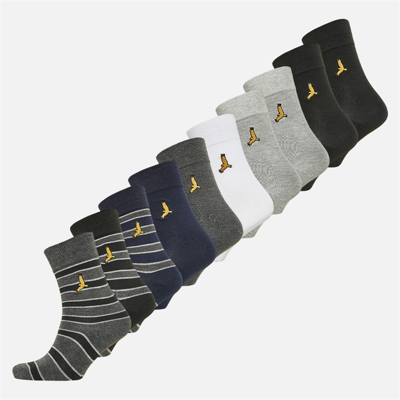 Brave Soul Boys Ten Pack Trainer Socks Multi