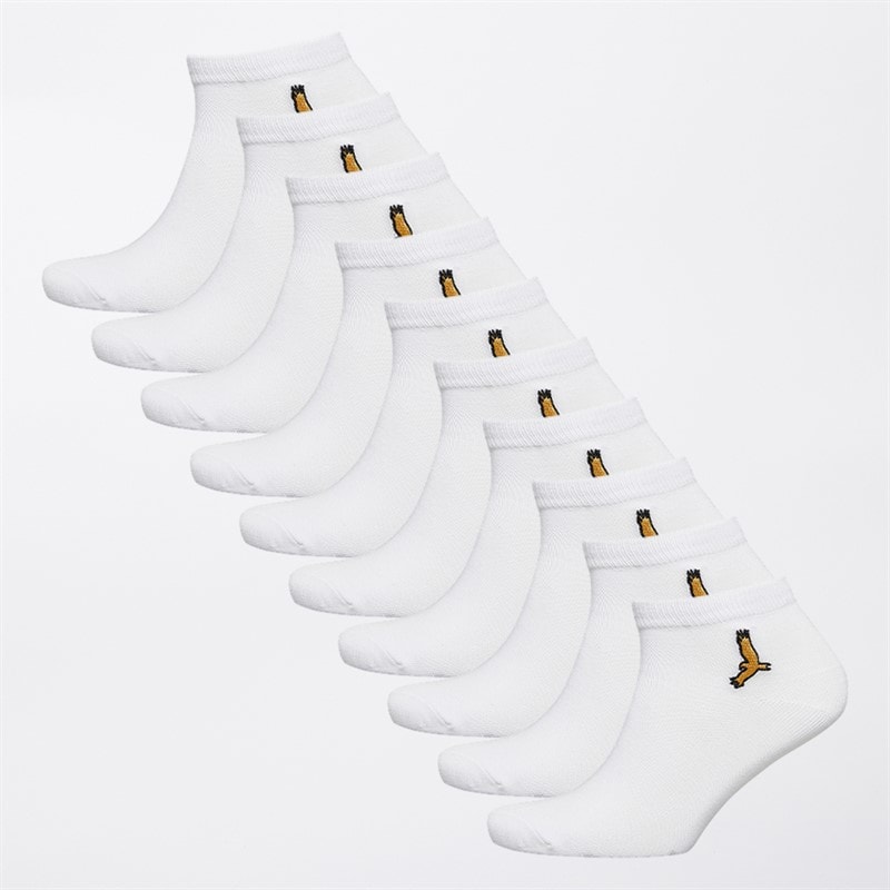 Brave Soul Boys Ten Pack Trainer Socks White