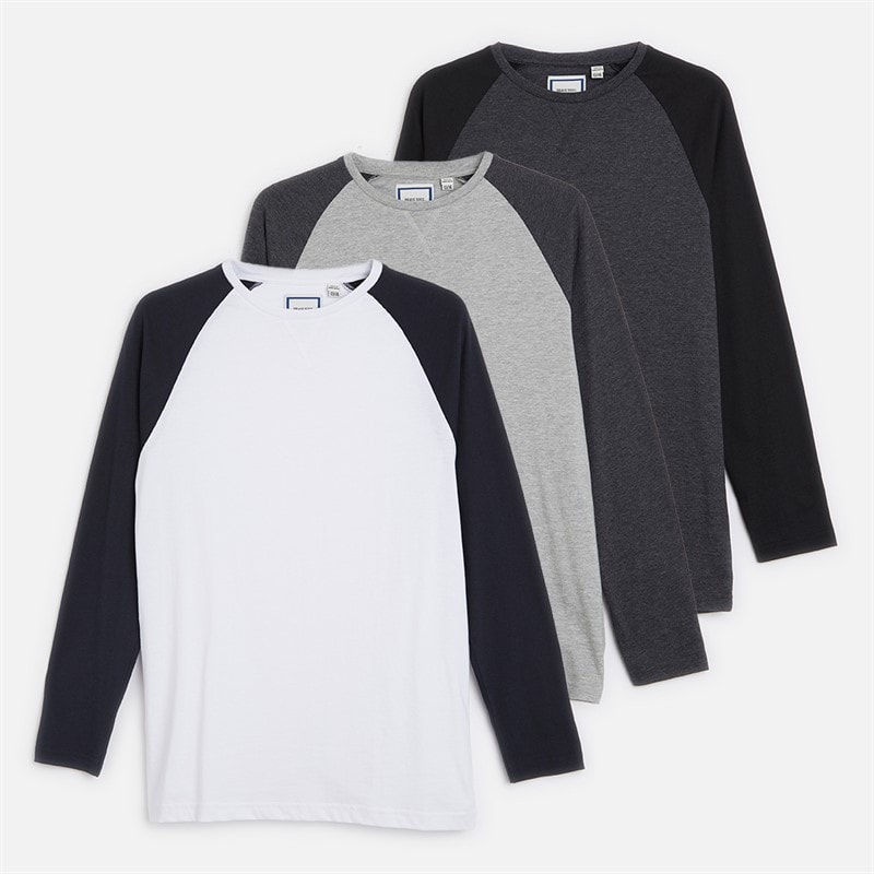 Brave Soul Boys Three Pack Raglan T-Shirts Multi