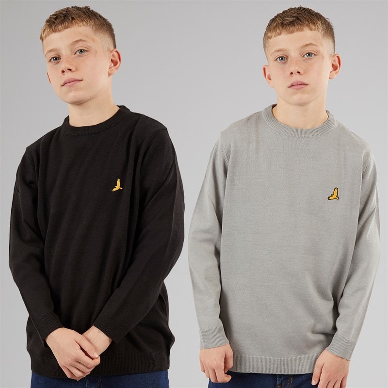 Brave Soul Boys Two Pack Jumpers Black/Silver Grey Marl