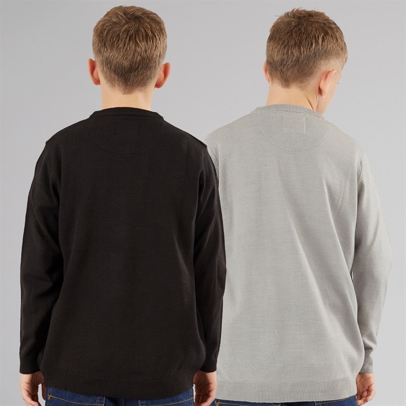 Brave Soul Boys Two Pack Jumpers Black/Silver Grey Marl - Image 2