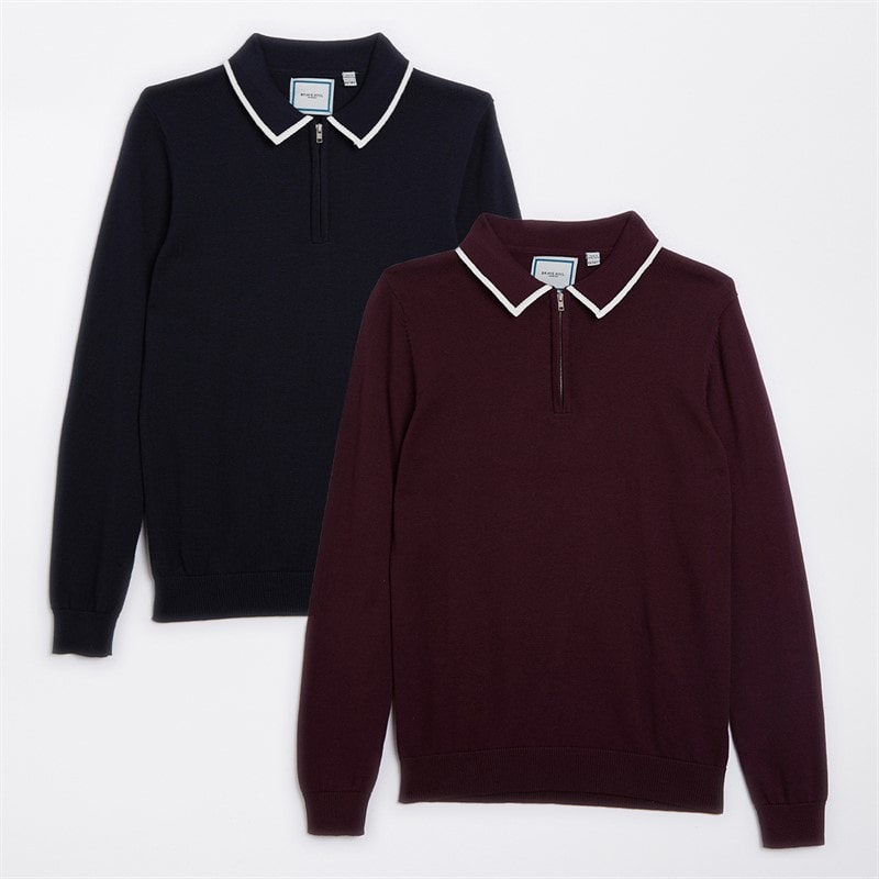Brave Soul Boys Two Pack Long Sleeve Polo Shirts Multi