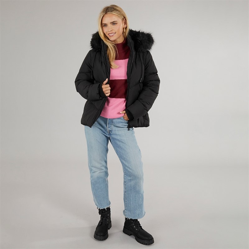Brave Soul Womens Marcella Short Puffer Jacket Black - Image 4