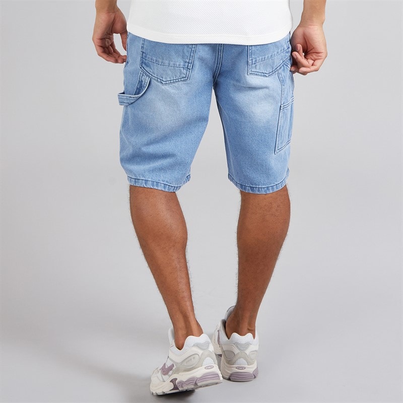 Brave Soul Mens Joiner Loose Fit Carpenter Shorts Light Blue - Image 2