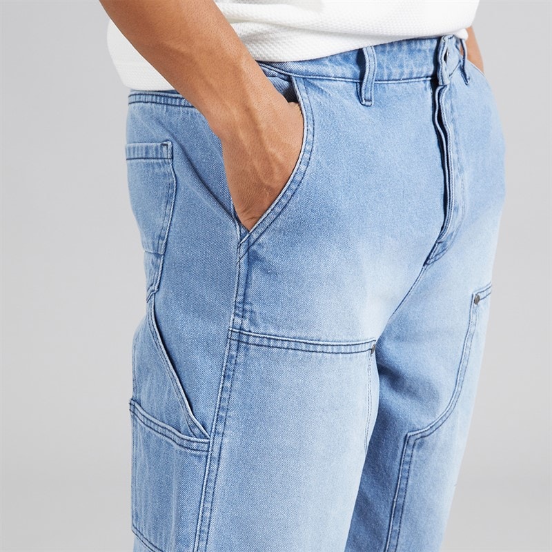 Brave Soul Mens Joiner Loose Fit Carpenter Shorts Light Blue - Image 3