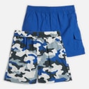 Brave Soul Boys Two Pack Swim Shorts Blue/Blue Camo Blue + Blue Camo