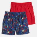Brave Soul Boys Two Pack Swim Shorts Red/Multi Print Red + Multi Print