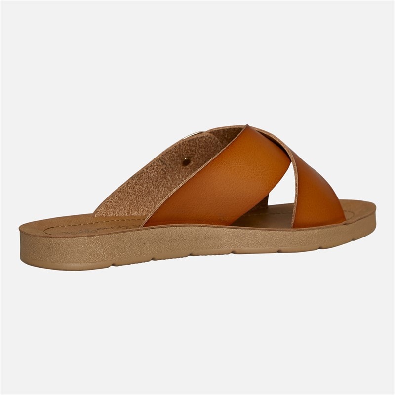 Brave Soul Womens Cross Strap Sandals Tan - Image 5
