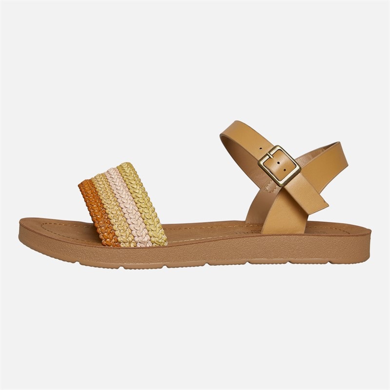 Brave Soul Womens Patti Ankle Strap Sandals Tan/Multi - Image 2