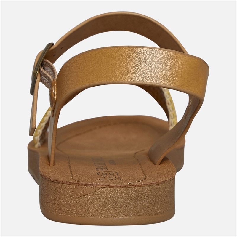 Brave Soul Womens Patti Ankle Strap Sandals Tan/Multi - Image 4