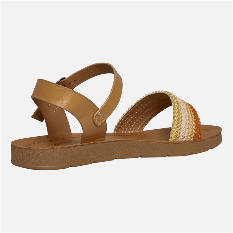 Brave Soul Womens Patti Ankle Strap Sandals Tan/Multi - Image 5