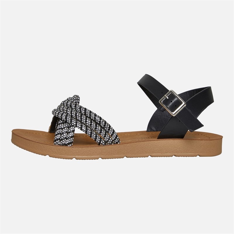 Brave Soul Womens Stevie Ankle Strap Sandals Black/White - Image 2