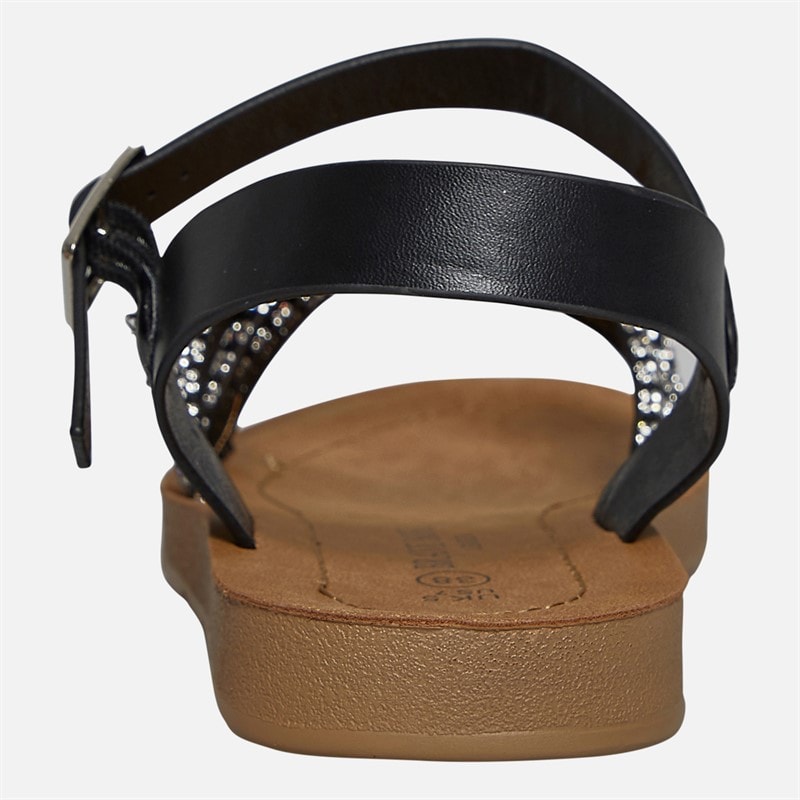 Brave Soul Womens Stevie Ankle Strap Sandals Black/White - Image 4