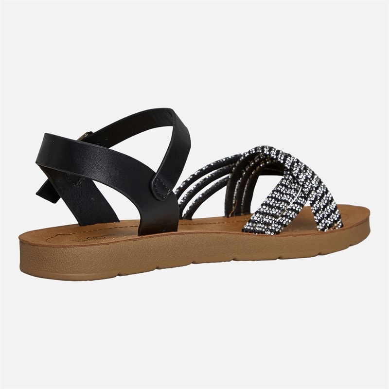 Brave Soul Womens Stevie Ankle Strap Sandals Black/White - Image 5