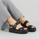 Brave Soul Womens Debbie Ankle Strap Sandals Black