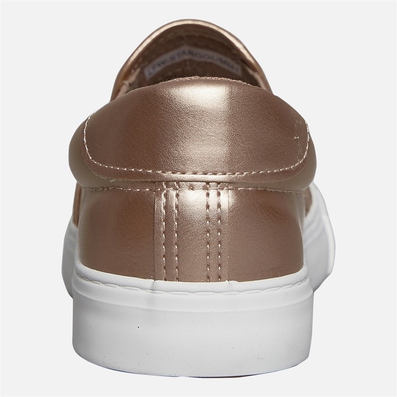 Brave Soul Womens Star Quilted Slip On Trainers Rose Gold Metallic - Image 4
