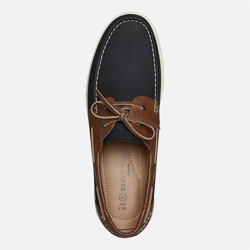 Brave Soul Mens Cabin Deck Shoes Navy/Tan - Image 4