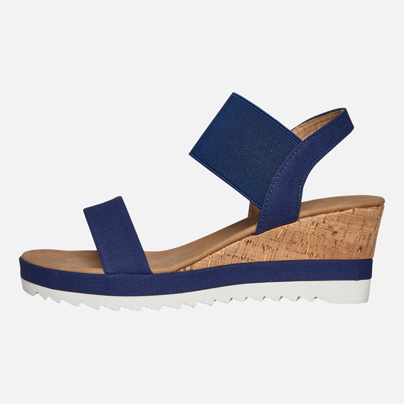 Brave Soul Womens Cher Wedge Sandals Navy/Tan - Image 2