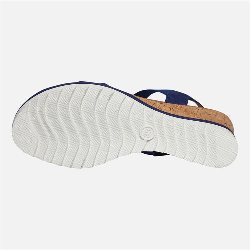 Brave Soul Womens Cher Wedge Sandals Navy/Tan - Image 3