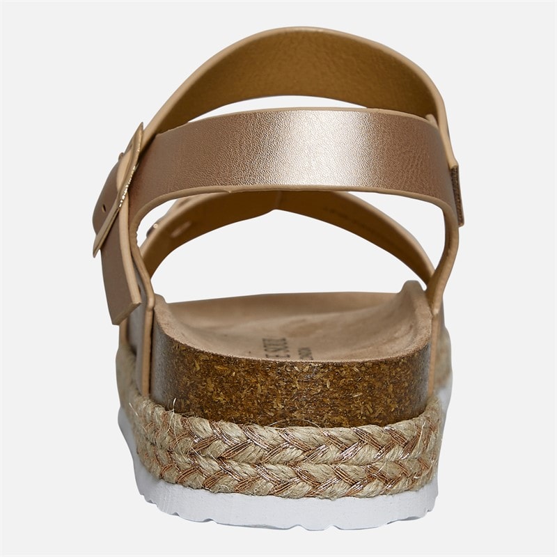 Brave Soul Womens Pantha Ankle Strap Platform Sandals Rose Gold Metallic - Image 4