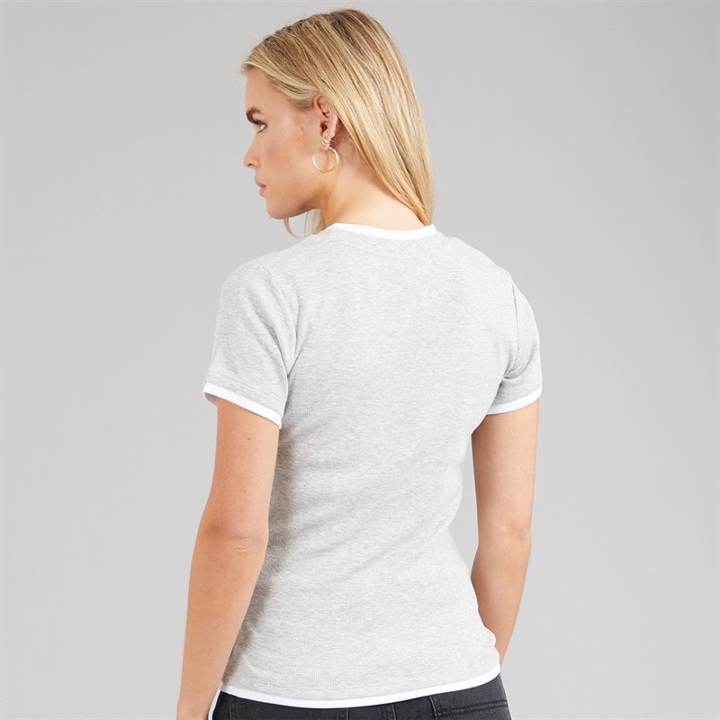 Brave Soul Womens Athena Double Layered T-Shirt Silver Grey Marl/White - Image 2
