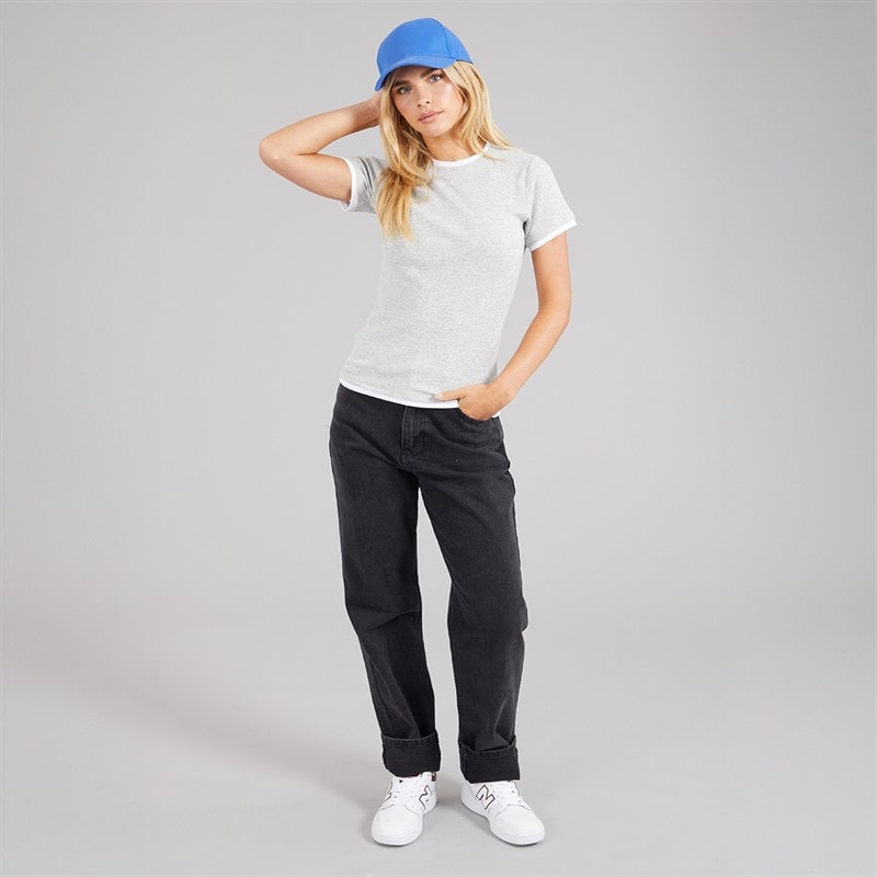 Brave Soul Womens Athena Double Layered T-Shirt Silver Grey Marl/White - Image 4