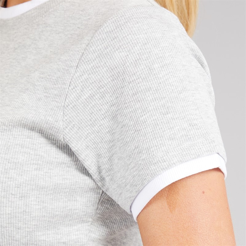 Brave Soul Womens Athena Double Layered T-Shirt Silver Grey Marl/White - Image 5