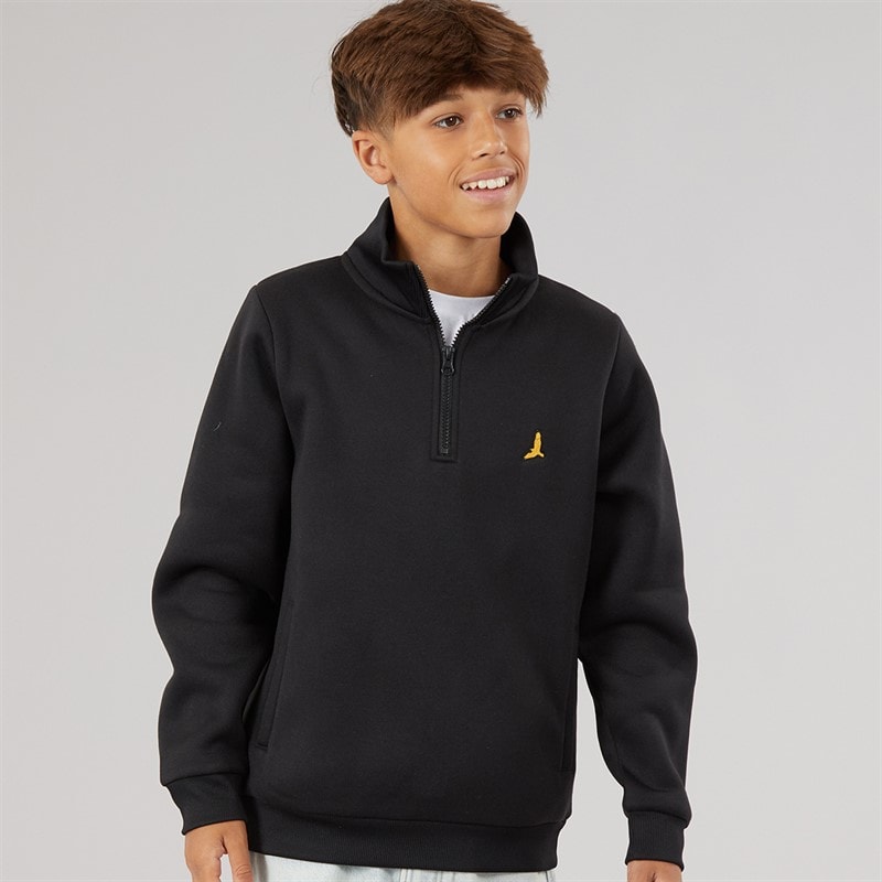 Brave Soul Boys Idaho Quarter Zip Sweatshirt Black - Image 1