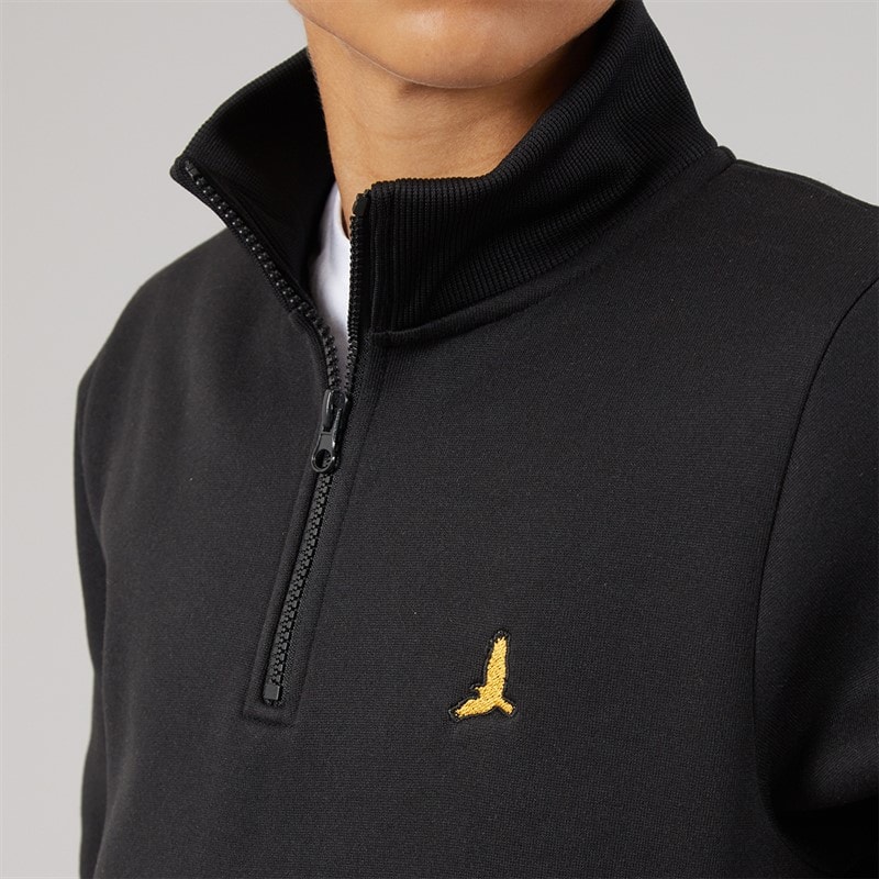 Brave Soul Boys Idaho Quarter Zip Sweatshirt Black - Image 3