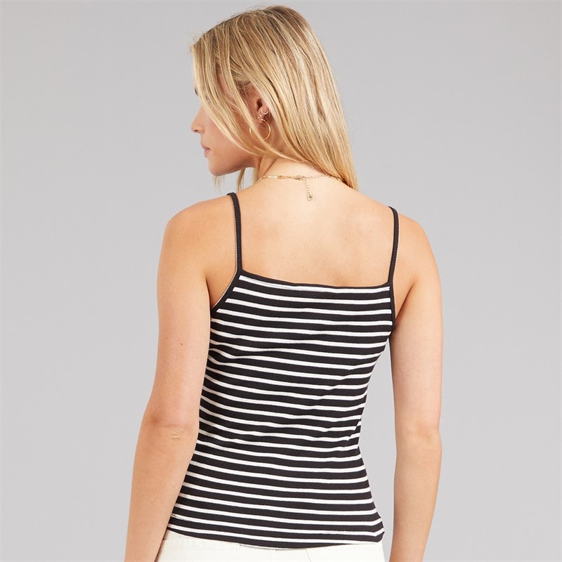 Brave Soul Womens Stripe Vest Black/Cream - Image 2