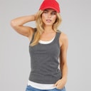 Brave Soul Womens Stella Vest Charcoal Marl/White